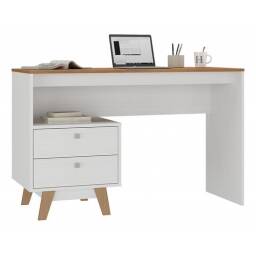 Escritorio Retro con cajonera 2C Nogal/Blanco