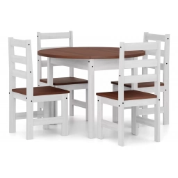 Juego de comedor Redondo 4 sillas Cera/Blanco