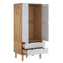 Ropero 2P y 2C Mel/blanco sin estantes Linea Nordica en Madera Maciza