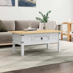 Mesa Ratona 1 cajon Cera/Blanco LINEA CORONA MADERA