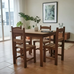 Juego Comedor 4 sillas Madera Maciza New Brasil