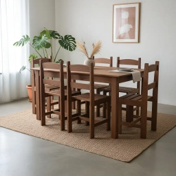 Juego de comedor 6 sillas Madera Maciza New Brazil 