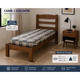 Cama reta + Colchon de 1plaza