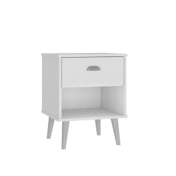 Mesa de Luz 1 cajon Nogal/Blanco