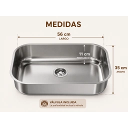 Pileta IDEAL inox N2 56*35*11 c/ v�lvula 3 1/2