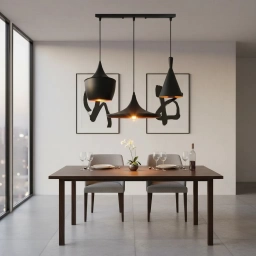 Lámpara de colgar 3 luces de aluminio E27 Negra