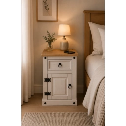 Mesa de Luz 1 P/1 C Cera/Blanco LINEA CORONA MADERA
