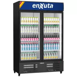 Vitrina Comercial Vertical 1027 Litros 2 Puertas con Cenefa Luminosa Led