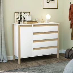 Comoda Combinado Madera 1P, 4C BlancoMiel