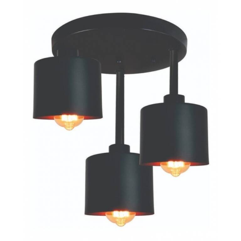 Lmpara de colgar 3 luces de hierro E27 Negra