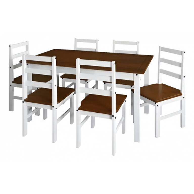 JUEGO COMEDOR OLIVIA 6SILL- CERA/BLANCO