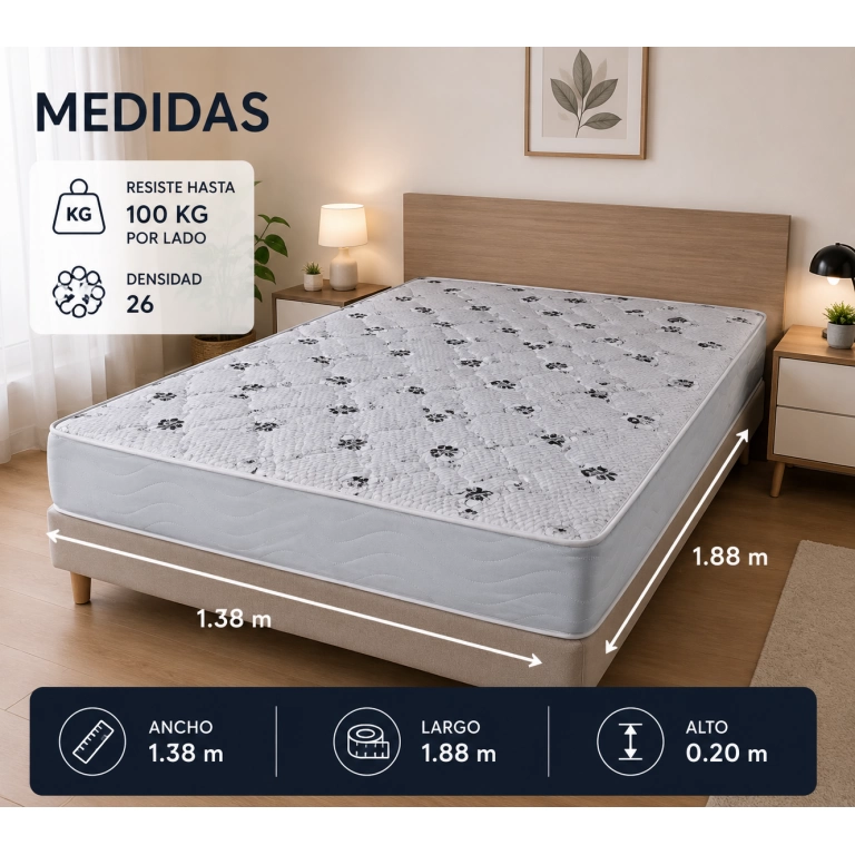 Colch�n 2 plazas D26 1.38x1.88x0.20