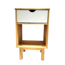 Mesa de luz 1C Mel/gris Linea Nordica en Madera Maciza